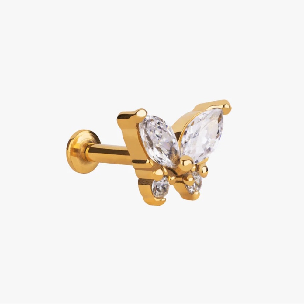 Sparkling Butterfly Internal Threades Labret Earring